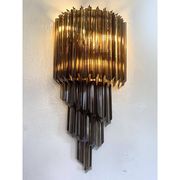 Set of Two Venetian Fumè "Quadriedro" Murano Glass Wall Sconces