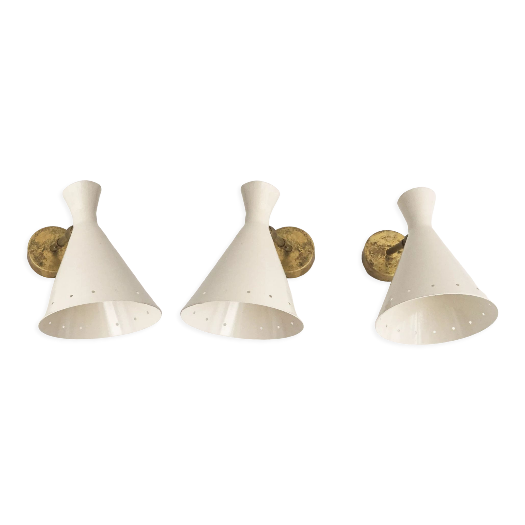 Suite of three italian design wall lamps 1950