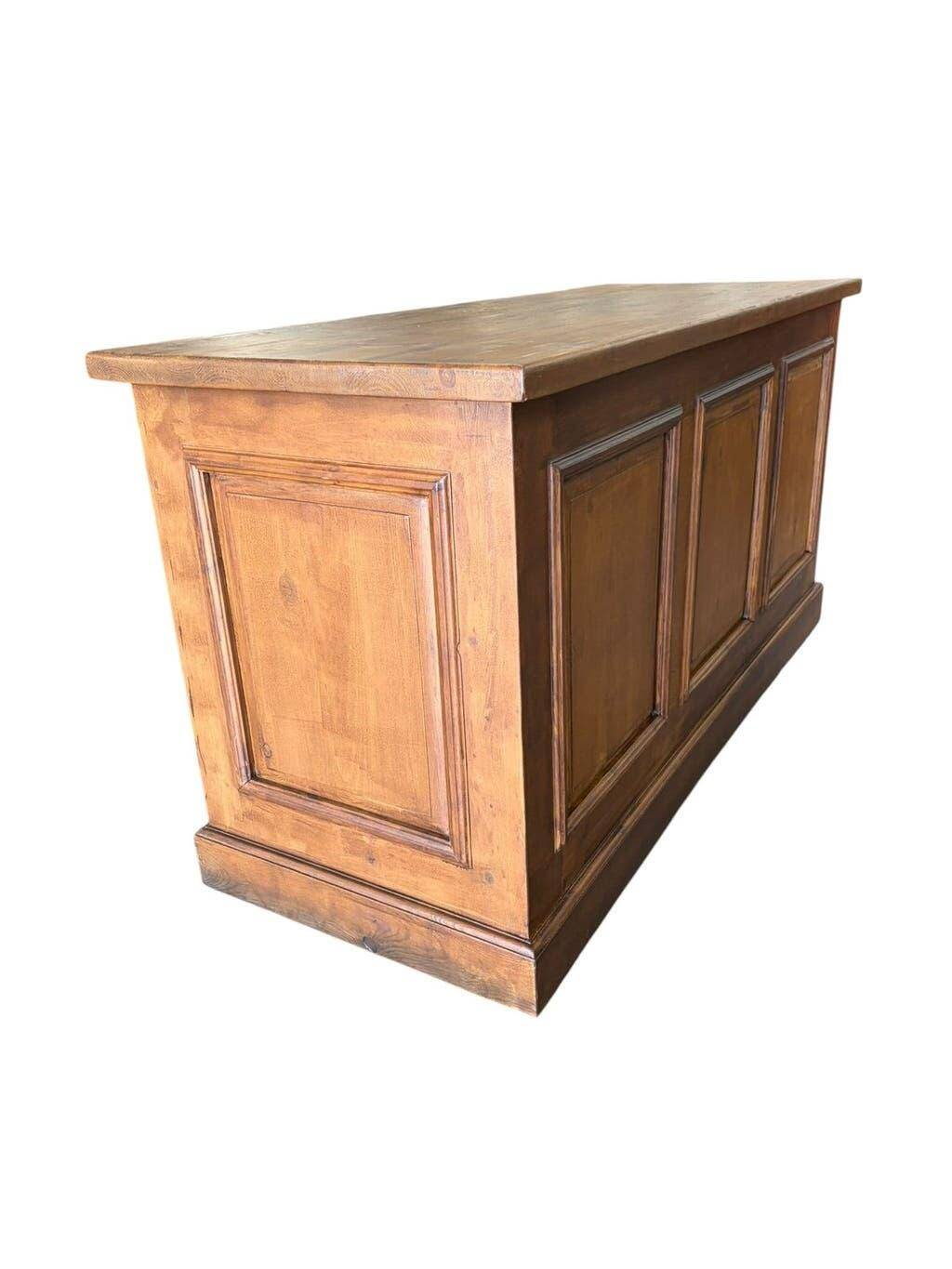 Comptoir de magasin, îlot de cuisine vintage en bois