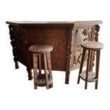 African bar carved in precious Bubinga wood