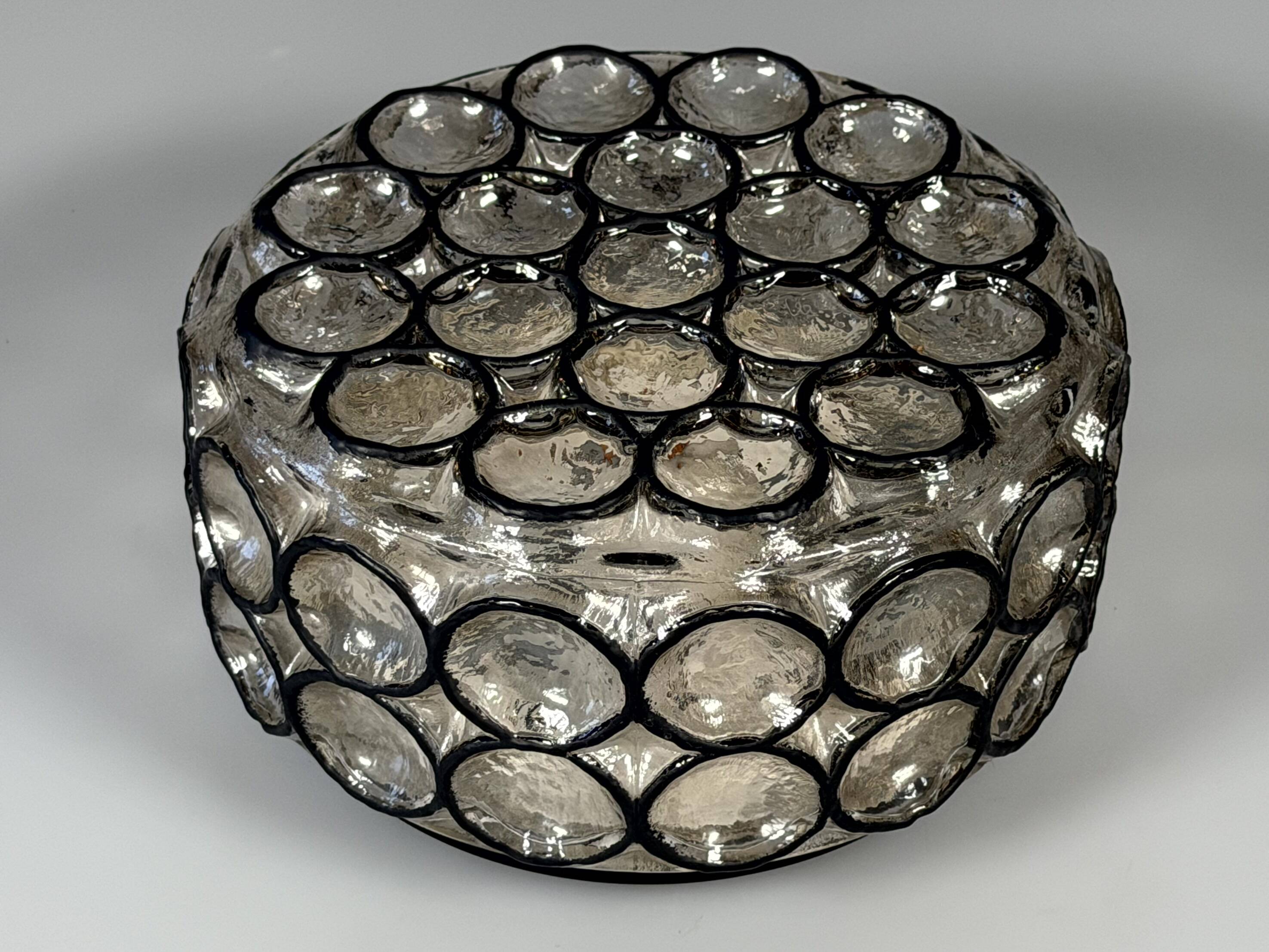 Plafonnier des années 60 70 Glashütte Limburg Allemagne en verre et métal