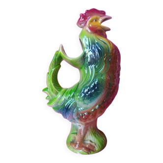 Rare Pitcher from the Saint Clément earthenware factory in the shape of a Rooster - in zoomorphic slip - numbered - 1950