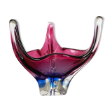 2,5 Kg Floral Glass Bowl Shell Centerpiece by Fratelli Toso Murano, Italy, 1970s