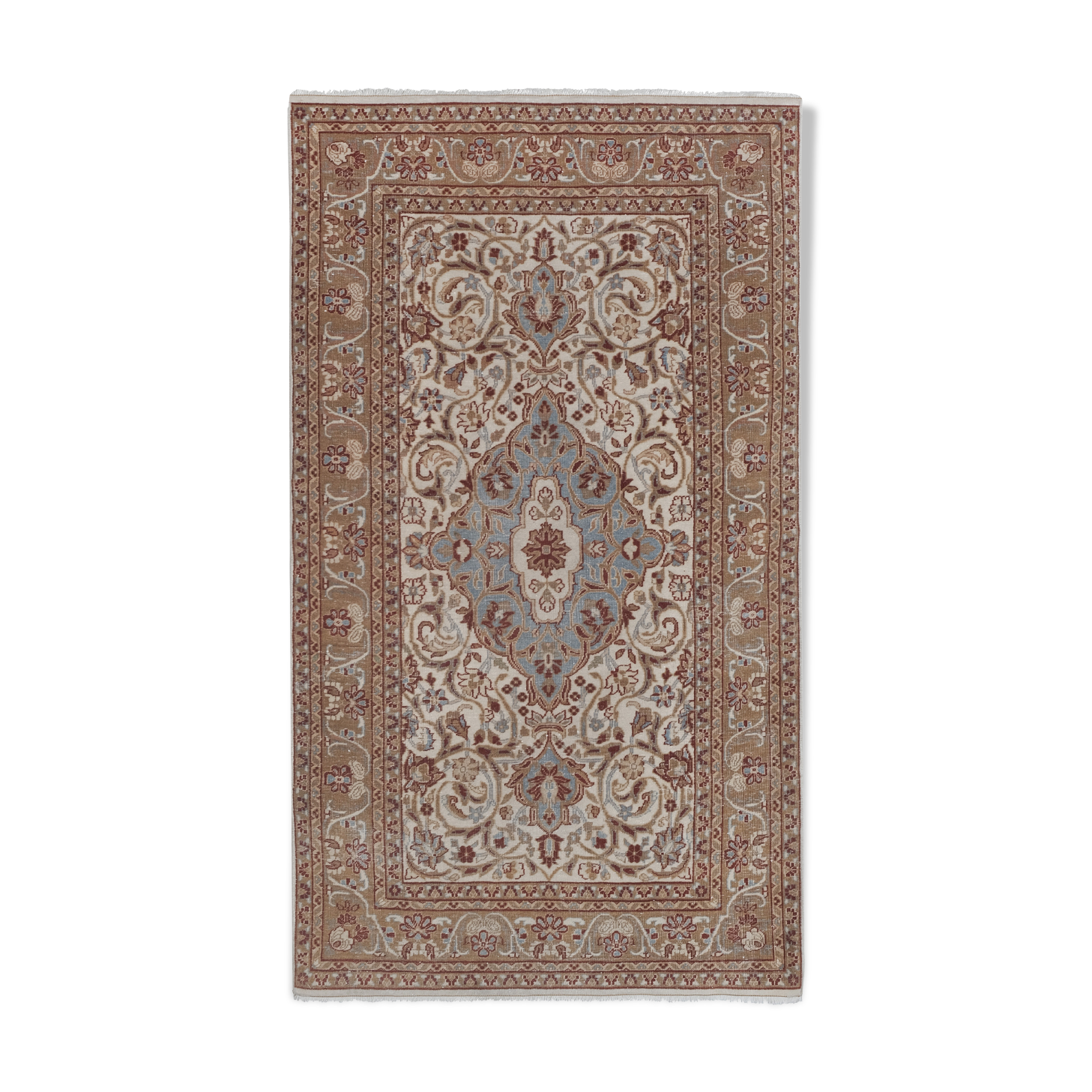 Mid-Century Modern Anatolia Faded Colors Low Pile Rug with Medallion 2'10" X 5'