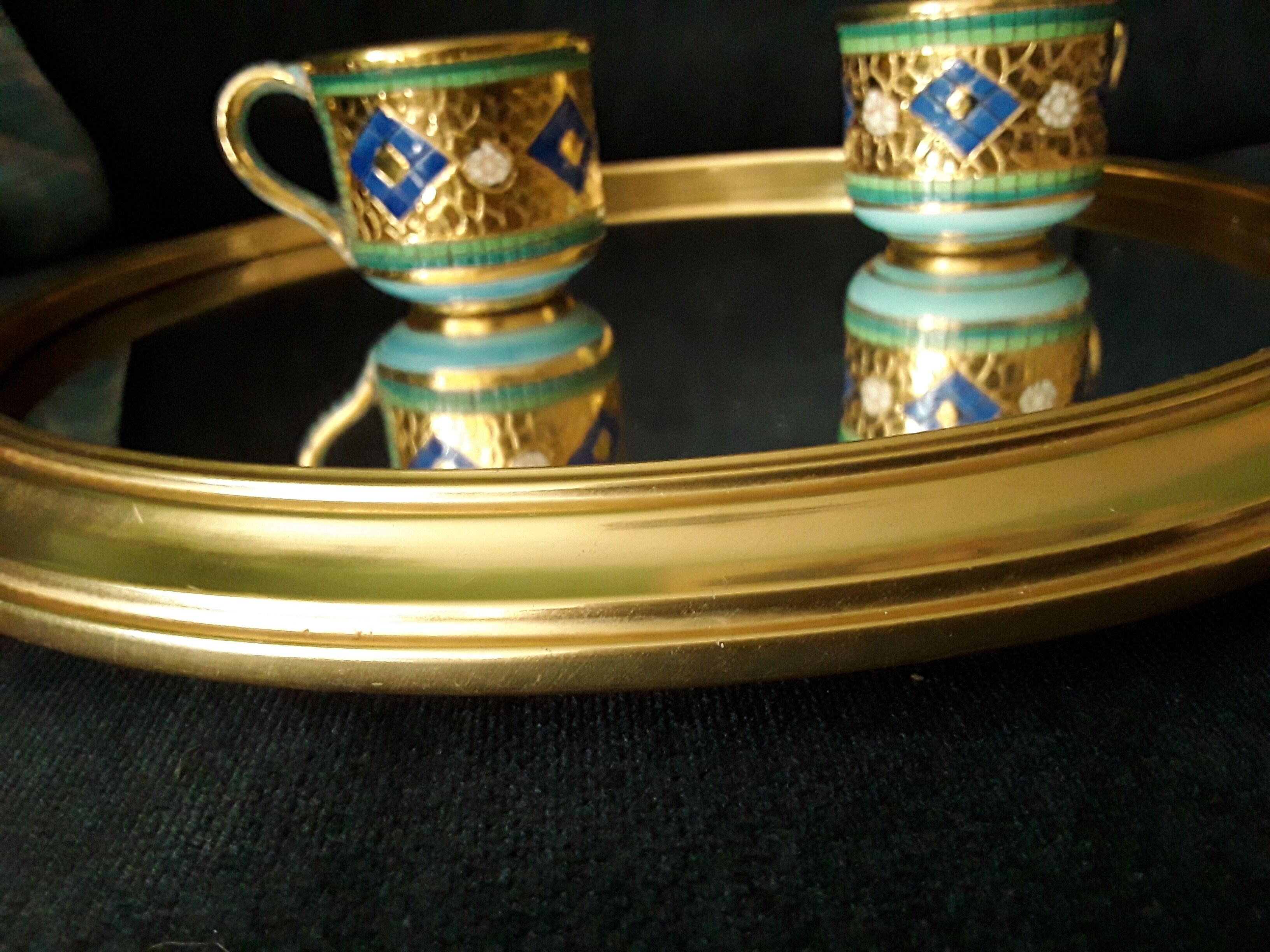 Mirror or vintage mirror top in golden brass