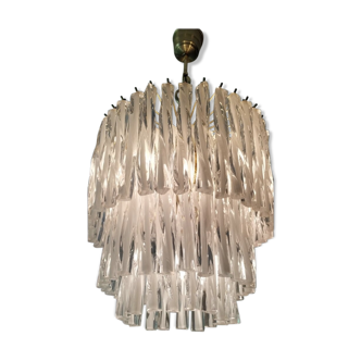 Mazzega two-tone glass chandelier twisted 1960