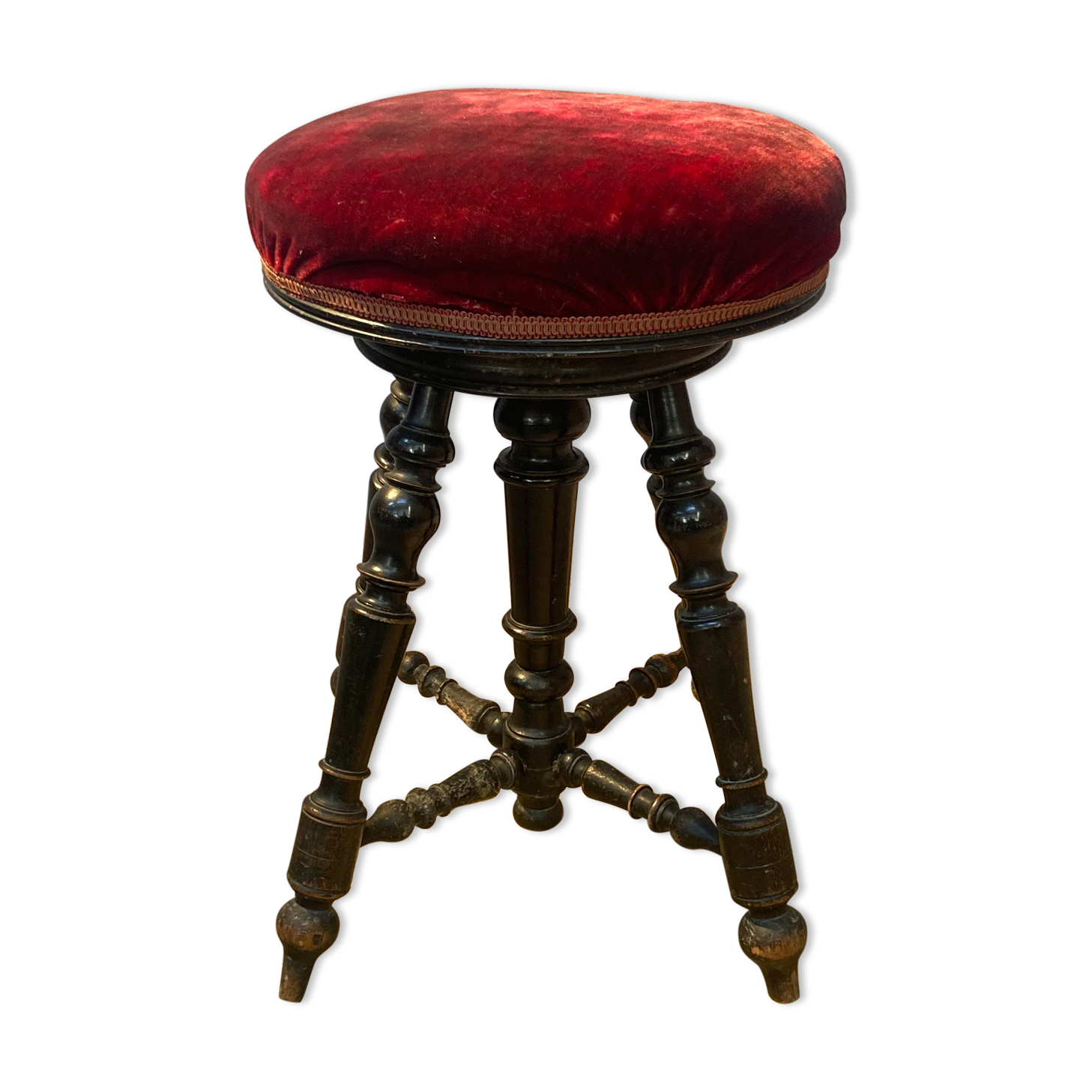 Blackened wooden piano stool Napoleon lll style