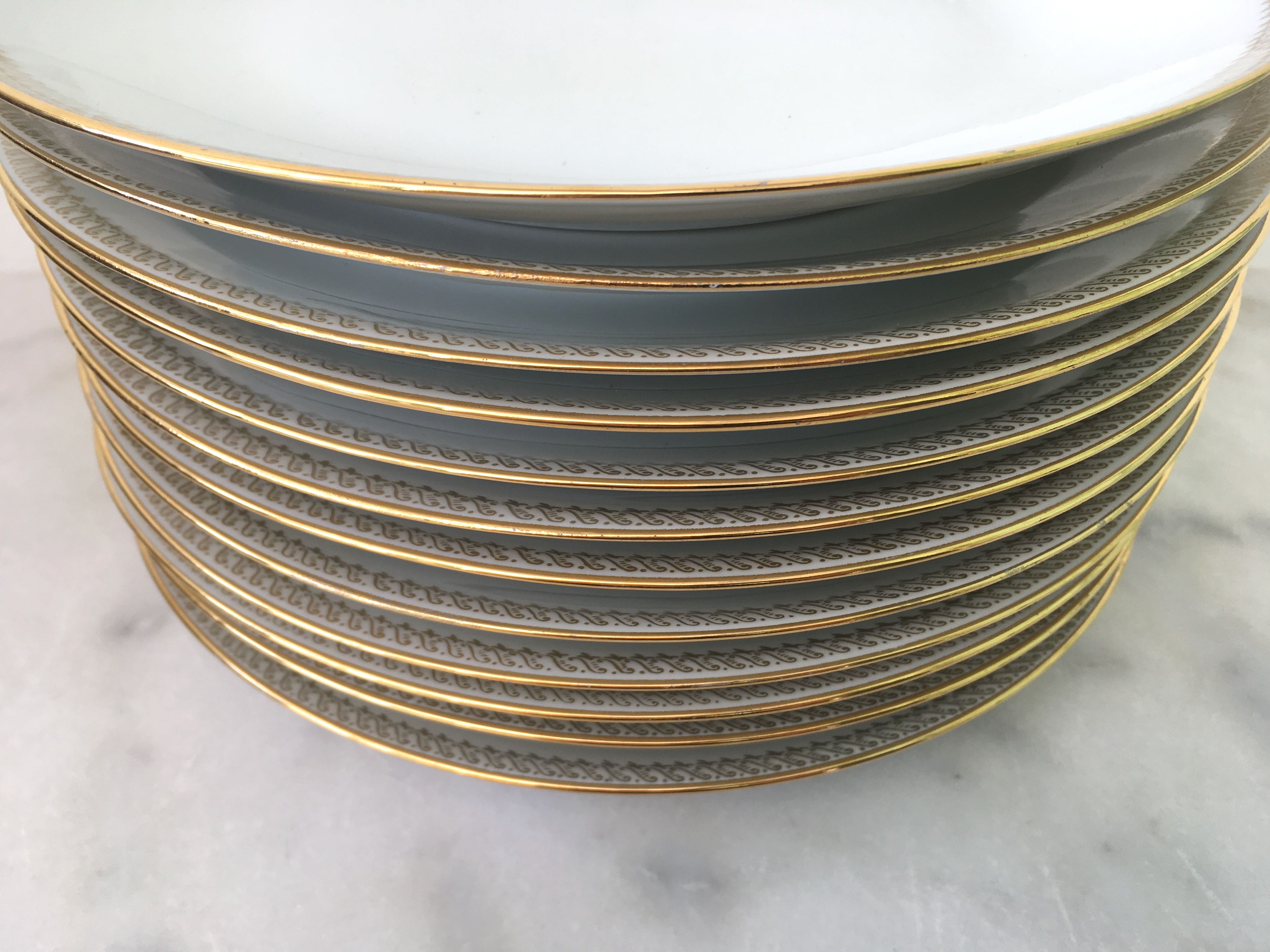 Set of 10 flat plates porcelain from Limoges