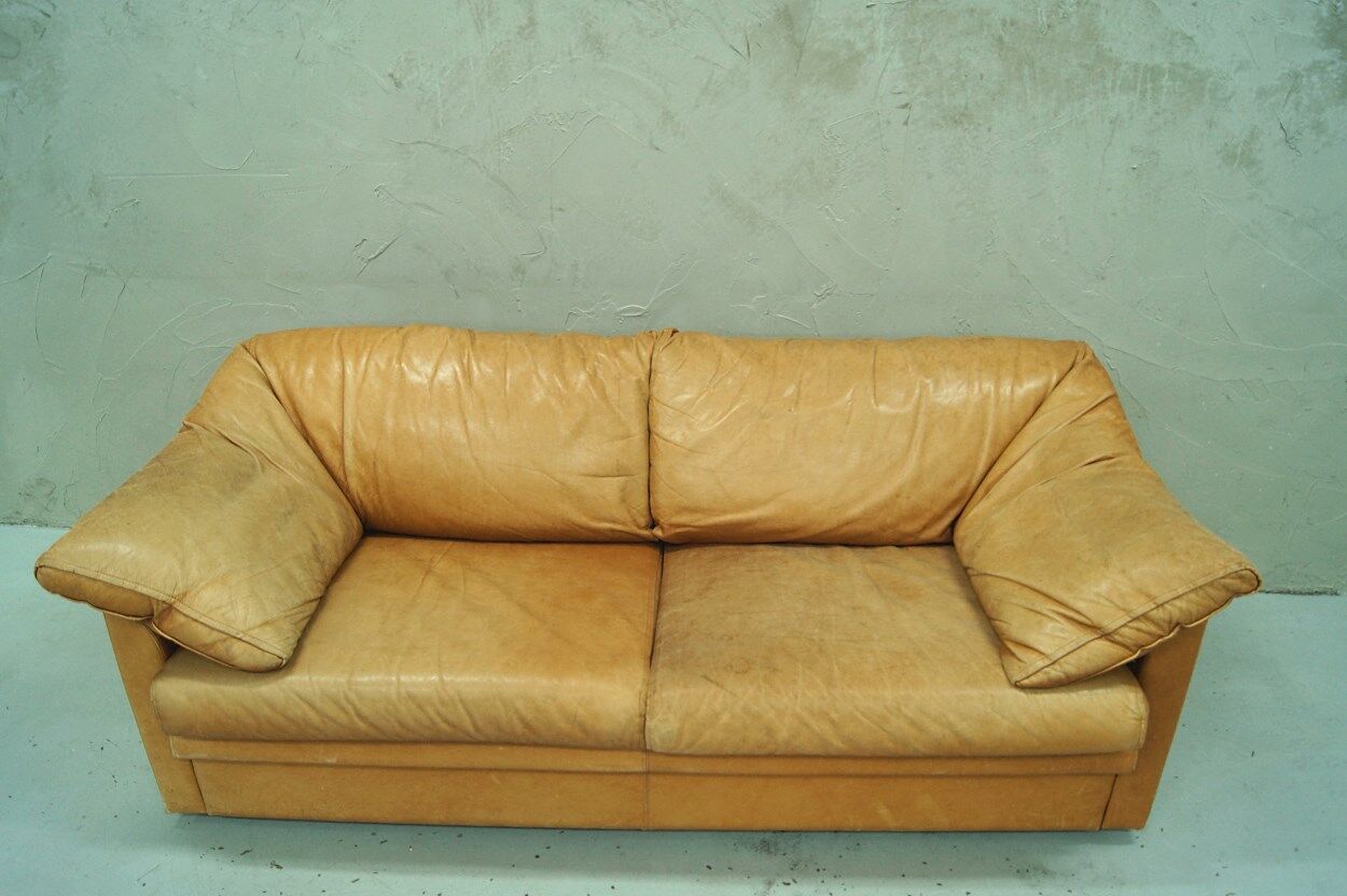 Swedish aniline leather sofa from IRE AB Skillingaryd Mobel, 1970s