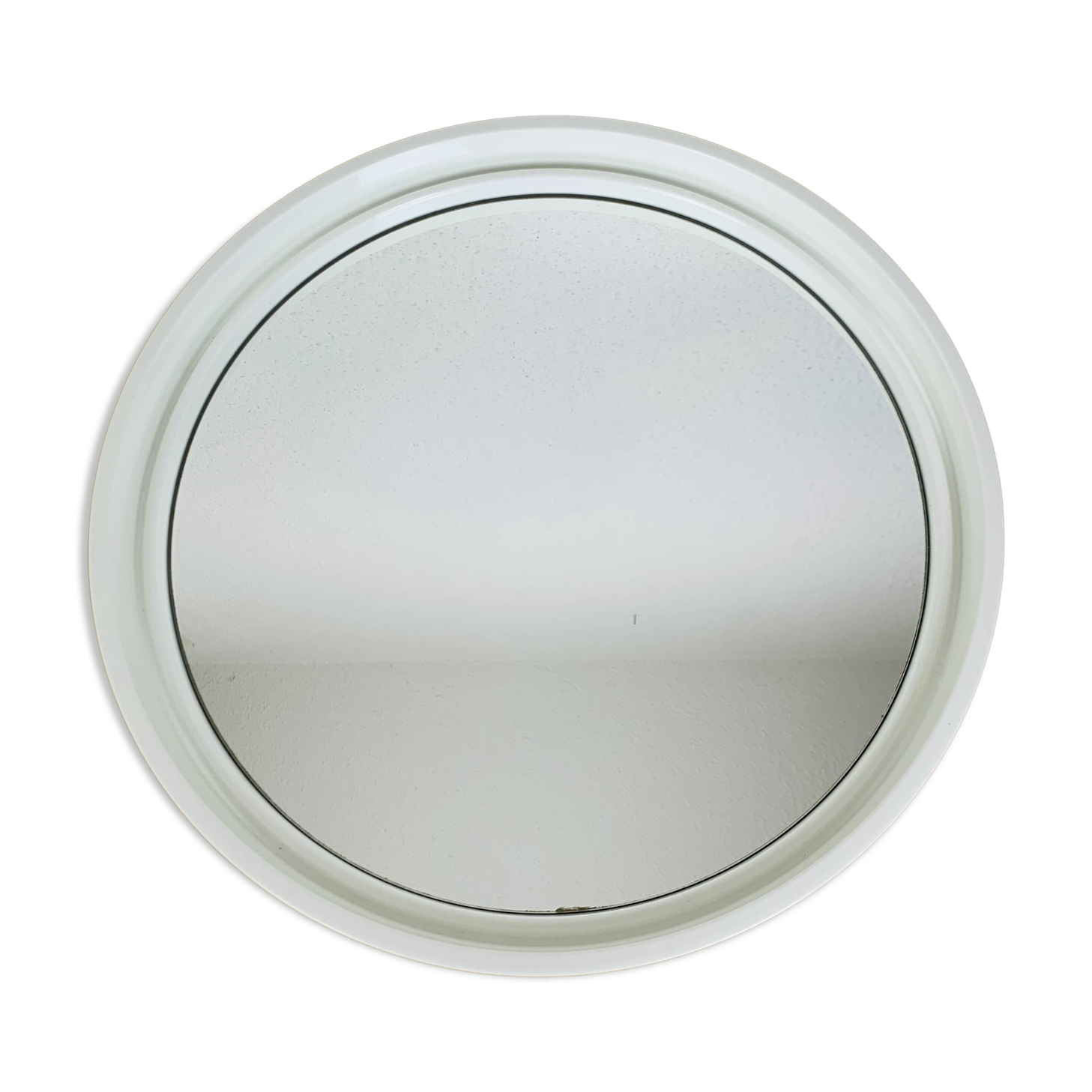 Space age mirror with white frame from the 1970s.