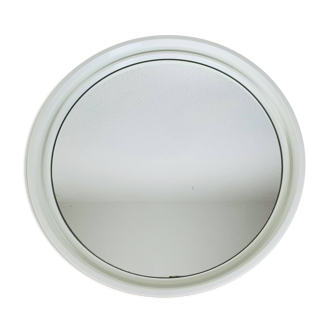 Space age mirror with white rim from the 70s