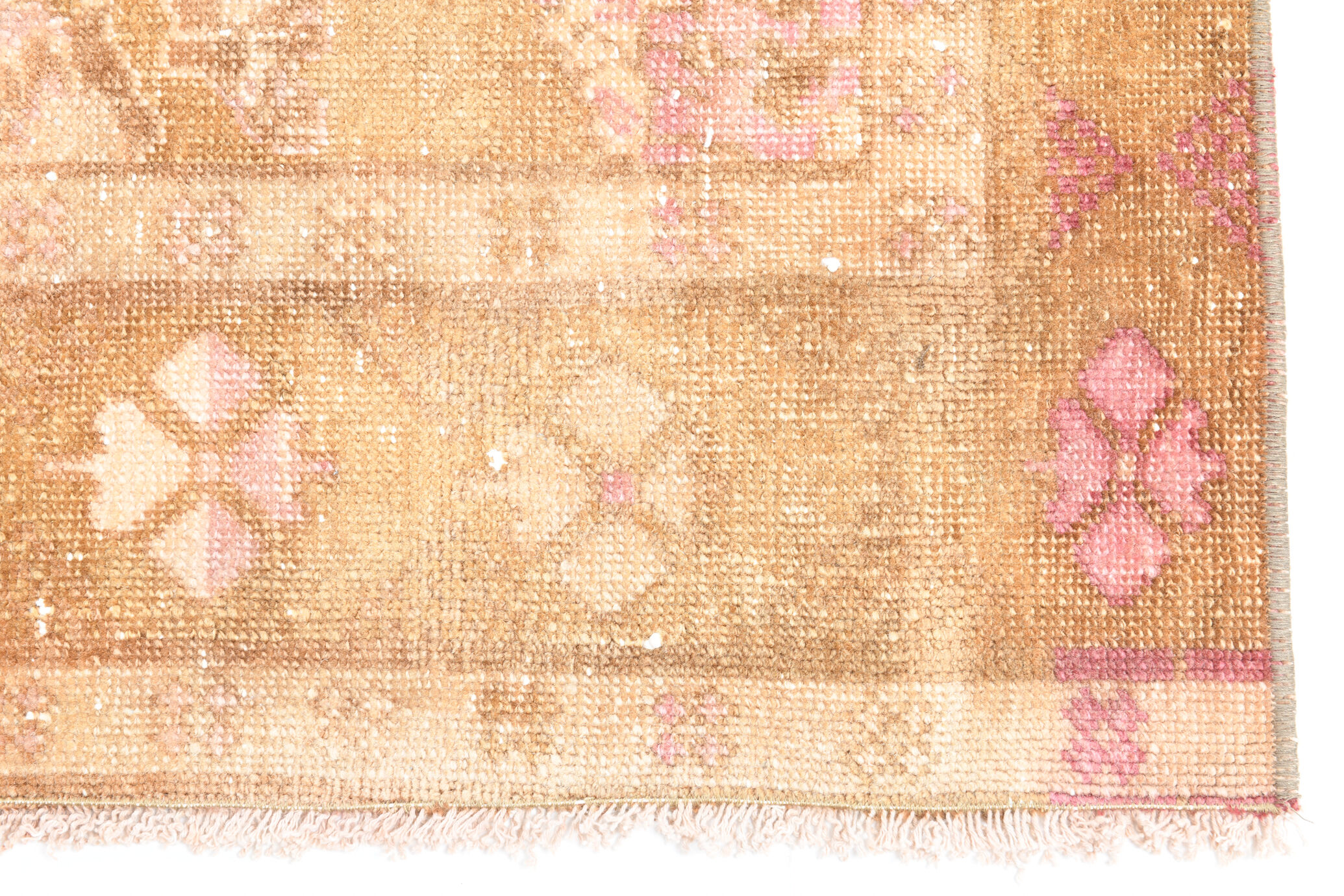 2x7 pink and brown turkish runner rug, 204x58cm