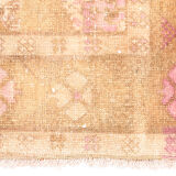 2x7 pink and brown turkish runner rug, 204x58cm