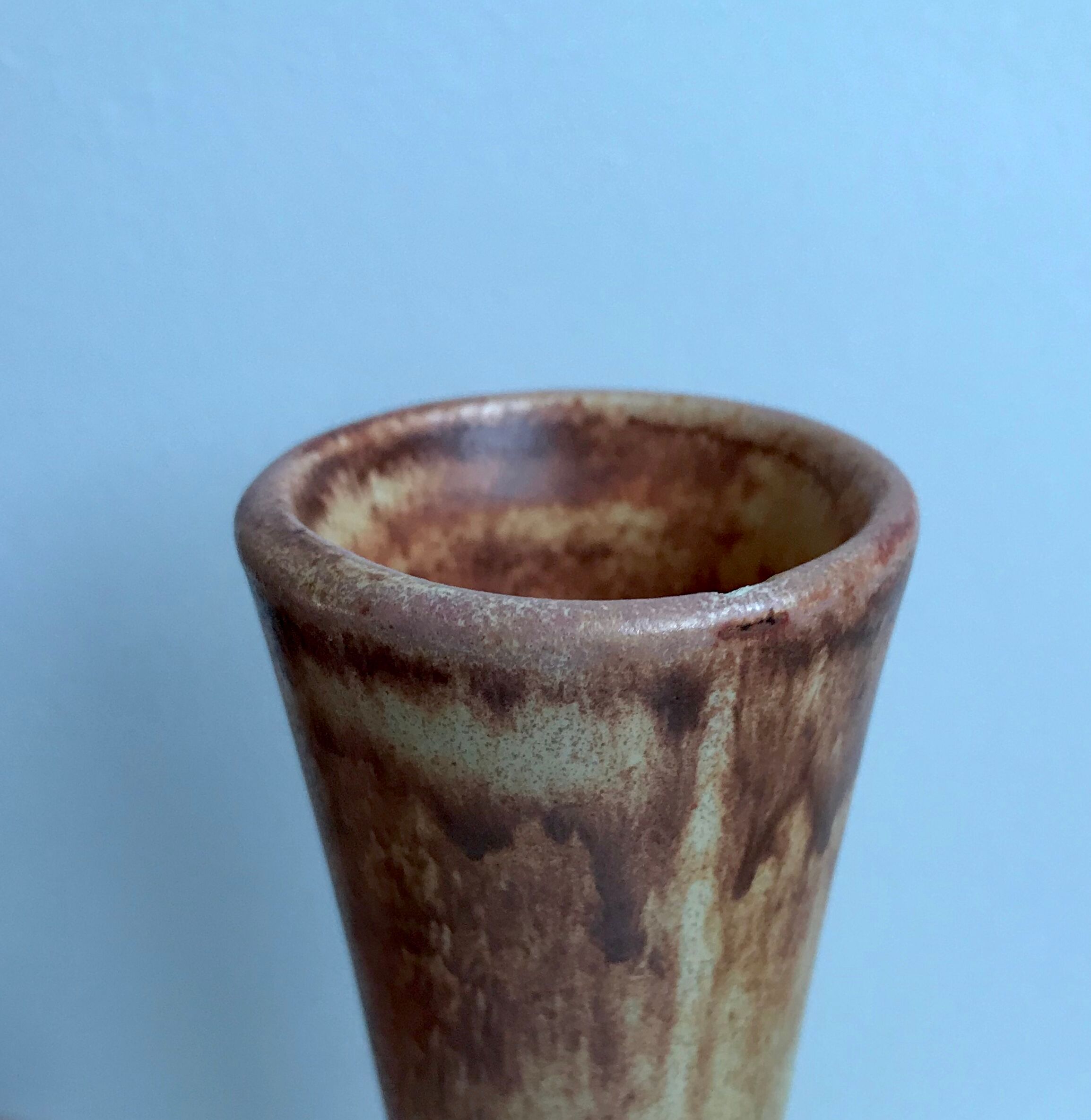 Ceramic soliflore vase signed fpp vallauris 70s