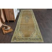 Tapis de couloir vintage turc Oushak fait main en laine et coton orange