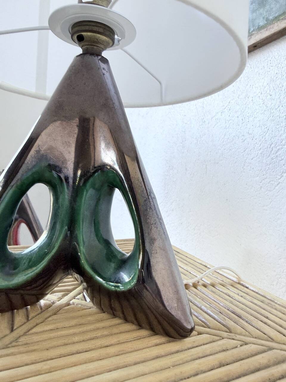 Paire de lampes céramiques forme libre triangle