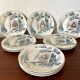 Set of 12 plates Terre de Fer, model Cartels, Creil & Montereau, 1900