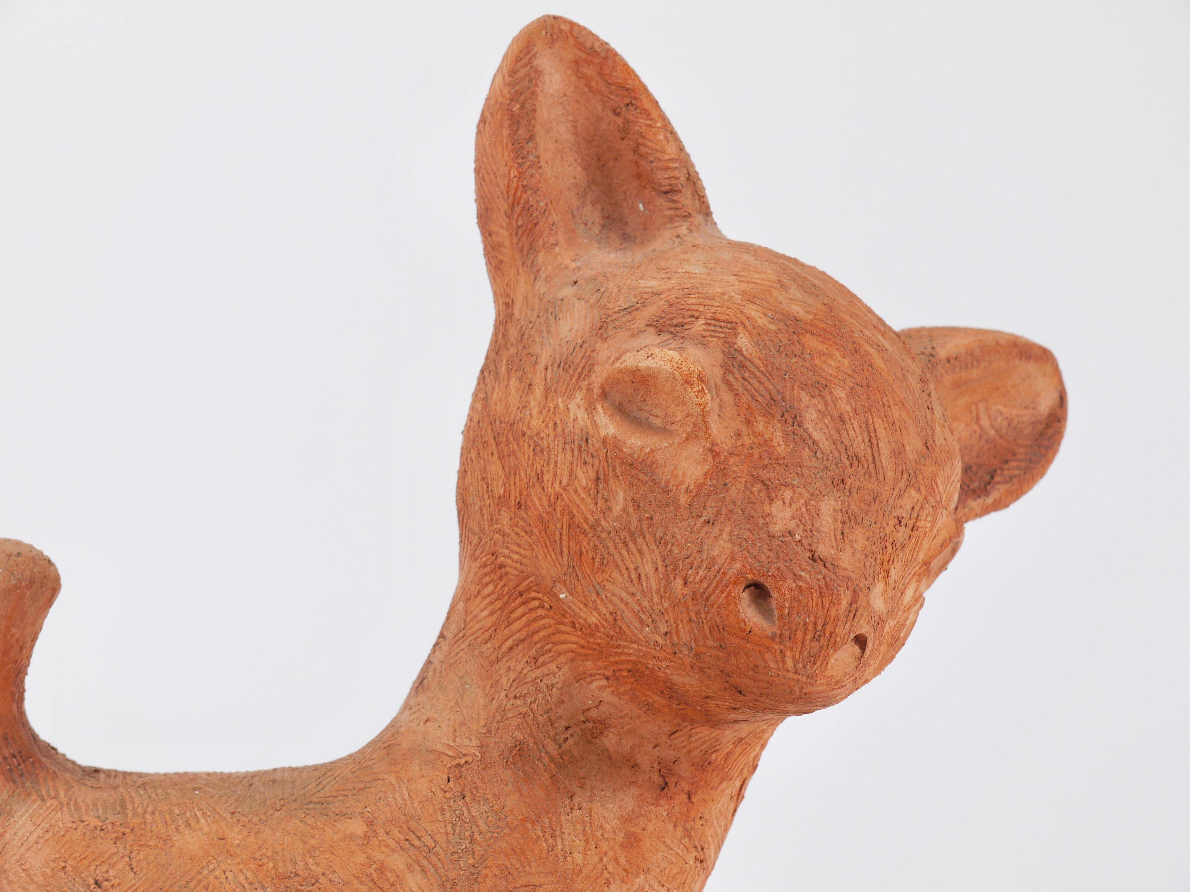 Walter Bosse Large Ceramic Sculpture of Baby Deer, Austria, 1920s