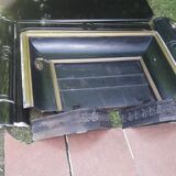 Fireplace XVIII° black marble louis XIV style with narrowed and floor slabs