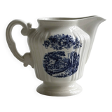 Porcelain sauce boat with blue pastoral pattern