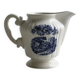 Porcelain sauce boat with blue pastoral pattern