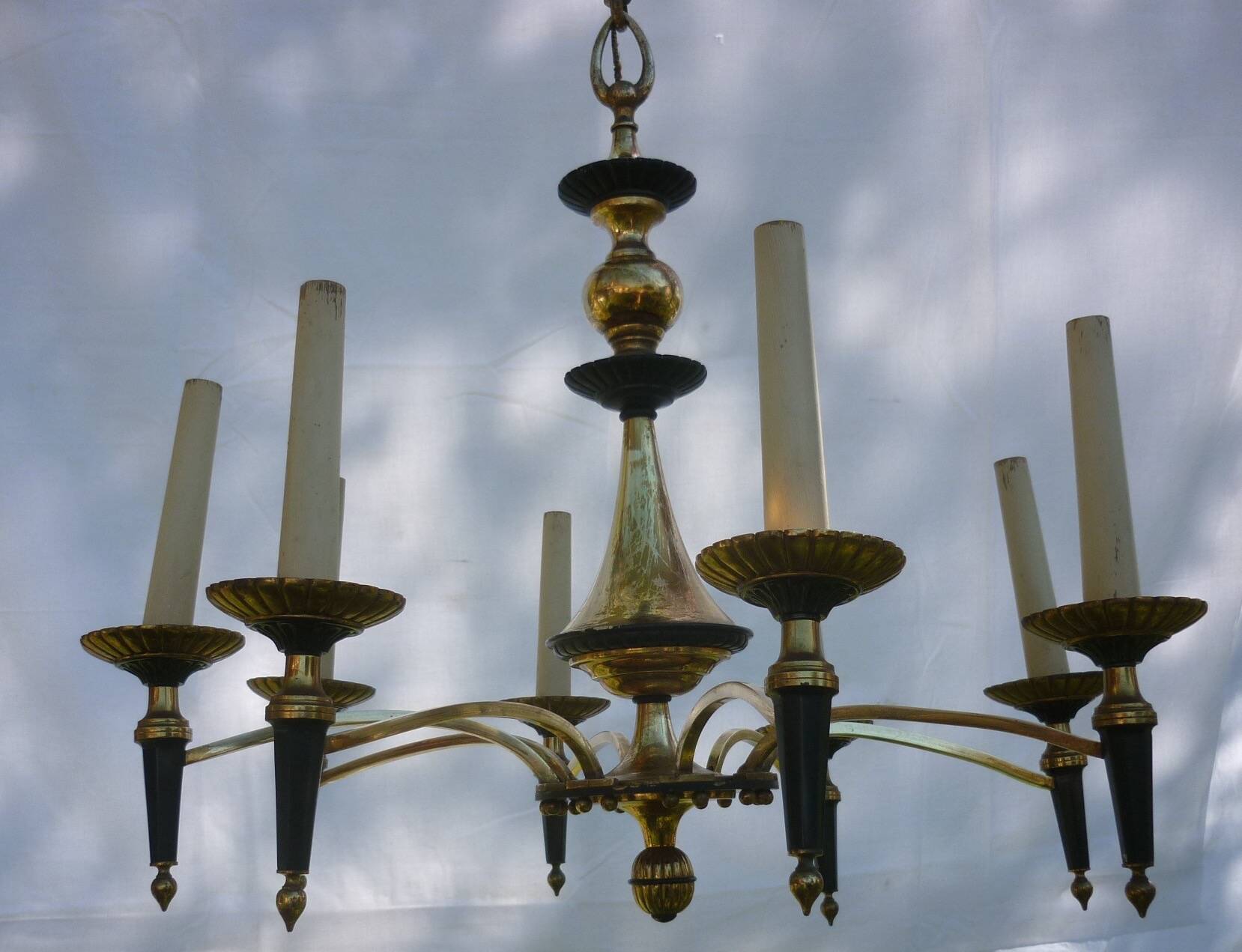 Empire chandelier in bronze and gilded brass