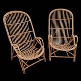 Grands Fauteuils vintage en rotin, Années 60