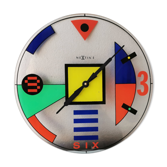 Vintage glass Nextime wall clock, '90s