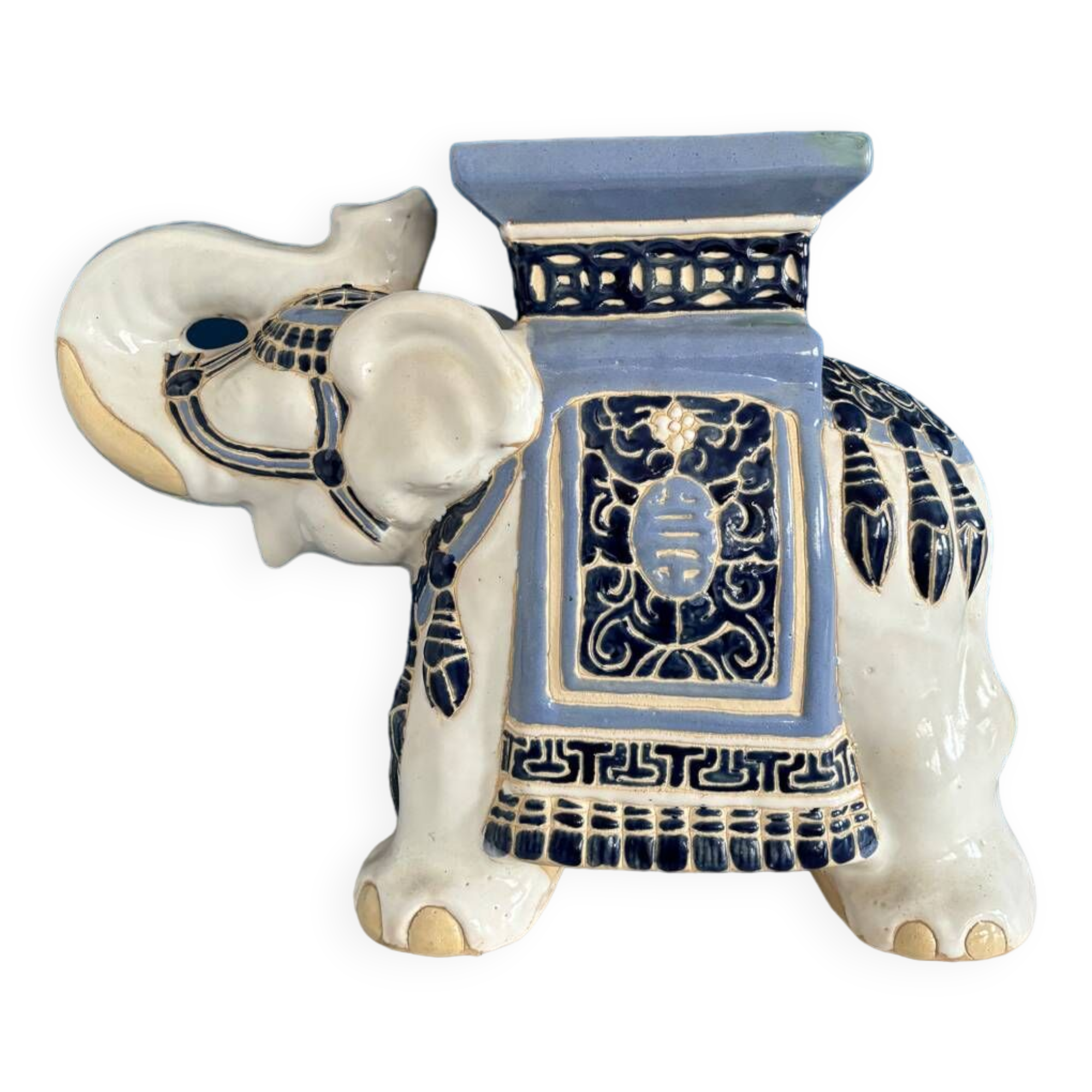 Ceramic elephant plant holder stool