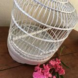 White painted rattan bird cage