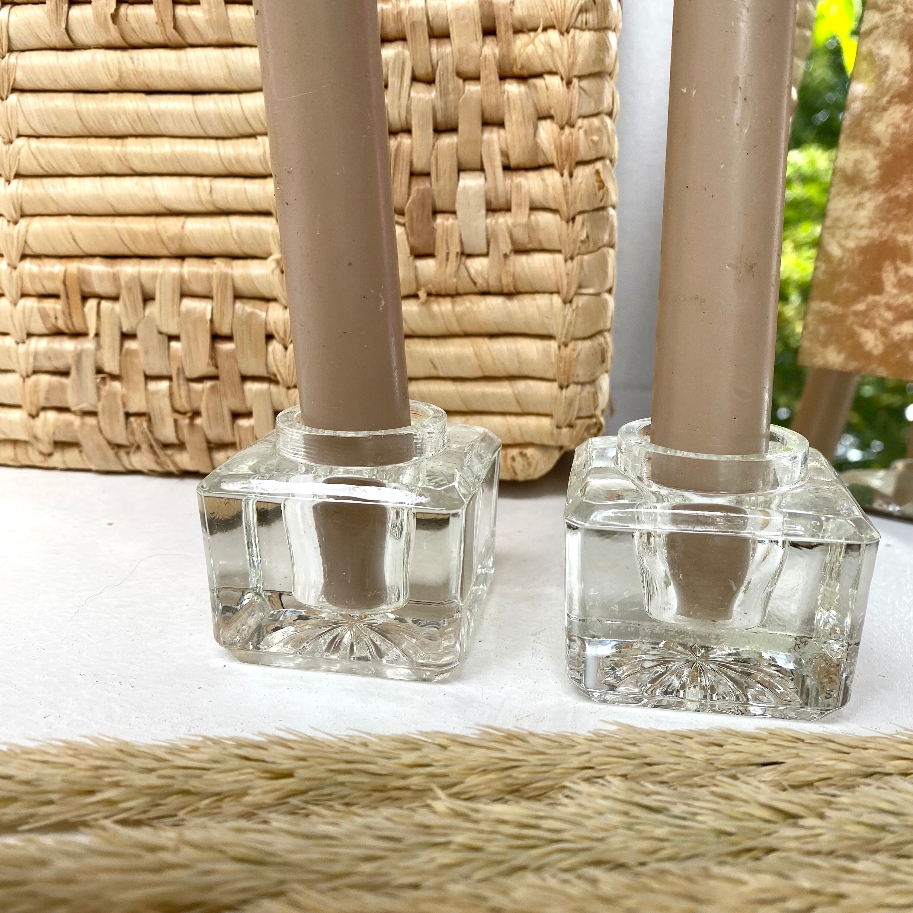 Glass vintage candle holders