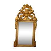 Miroir Louis XVI (XVIIIème siècle) en bois stuqué doré H 80 cm