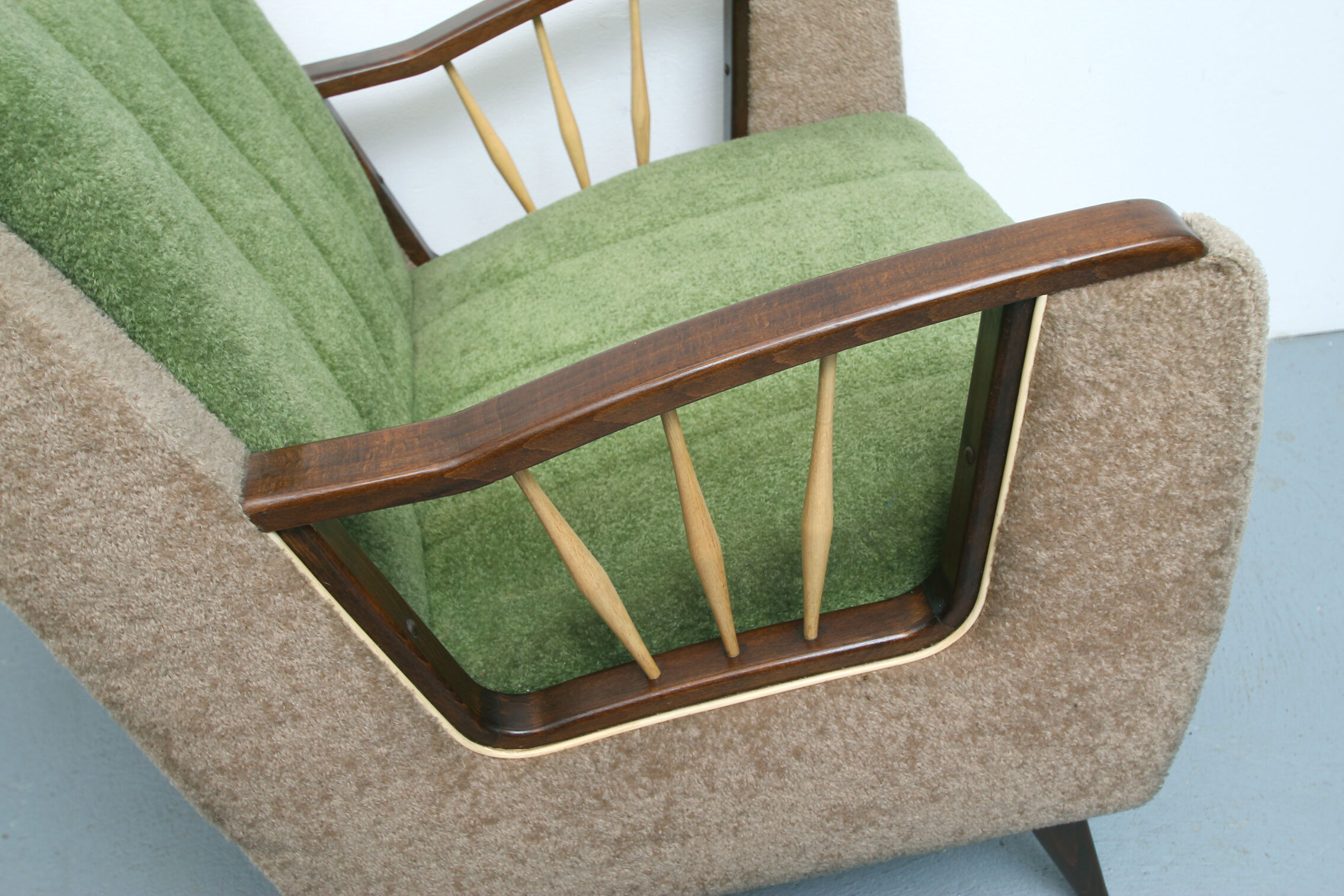 1950s chair in beige and green