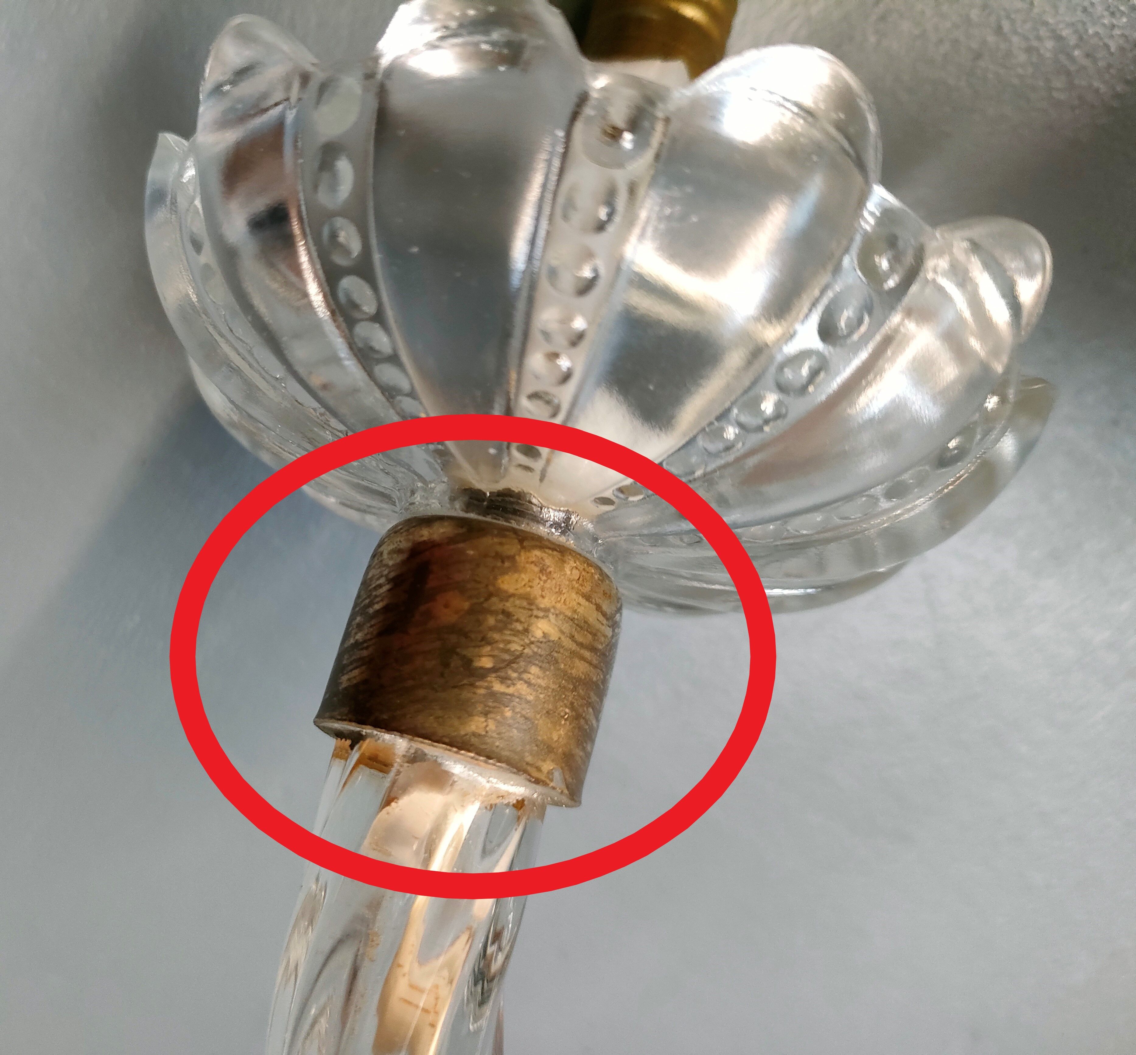 Small Venetian chandelier, three-burner twisted blown glass 1950s - Brass, Glass