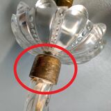 Small Venetian chandelier, three-burner twisted blown glass 1950s - Brass, Glass