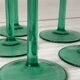 6 Alsace wine glasses, translucent emerald green foot, J.G Durand & Cie, Luminarc