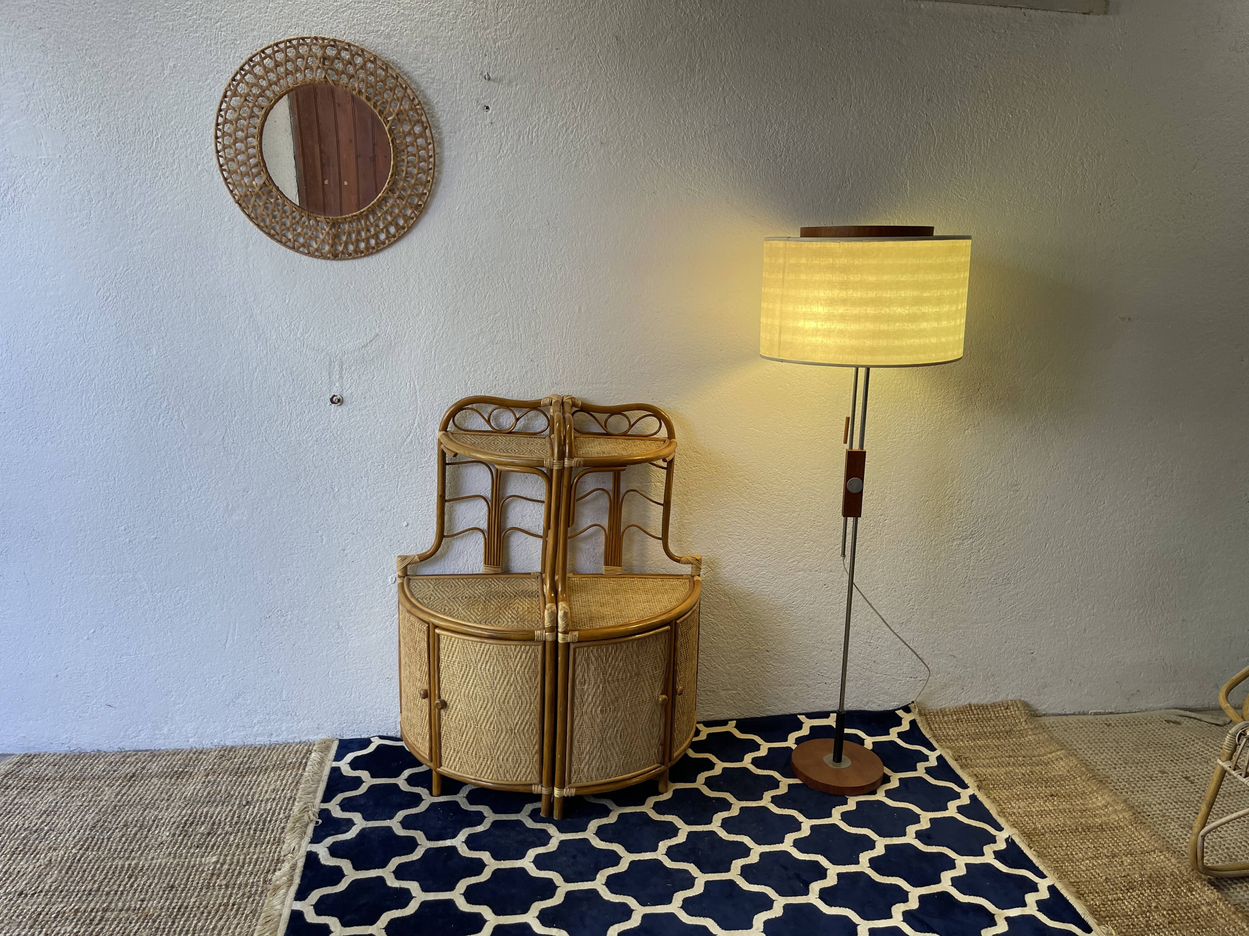 Two Vintage rattan corner notches/shelves