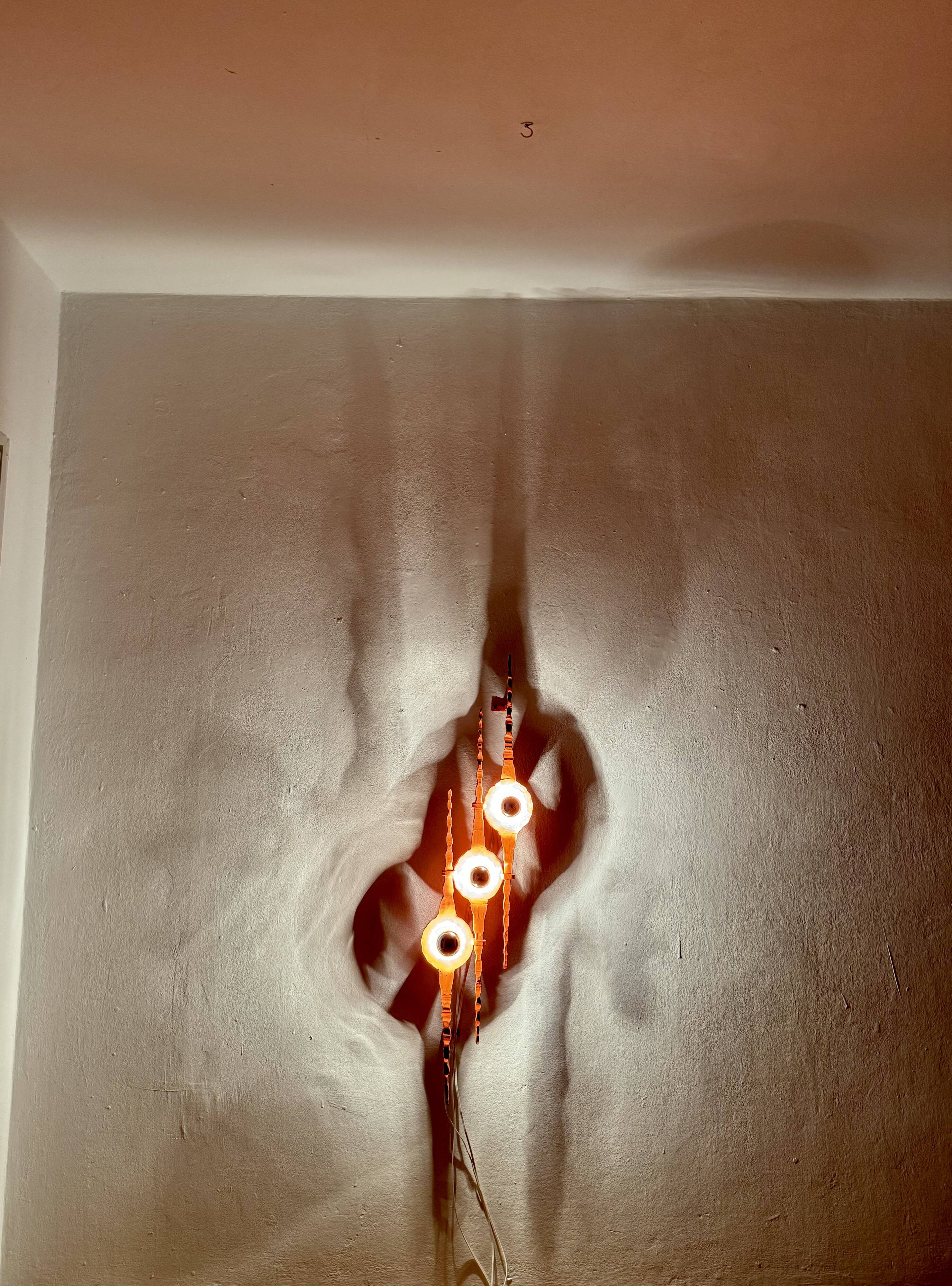 XL Brutalist Wall Lamp or Iron Sculpture