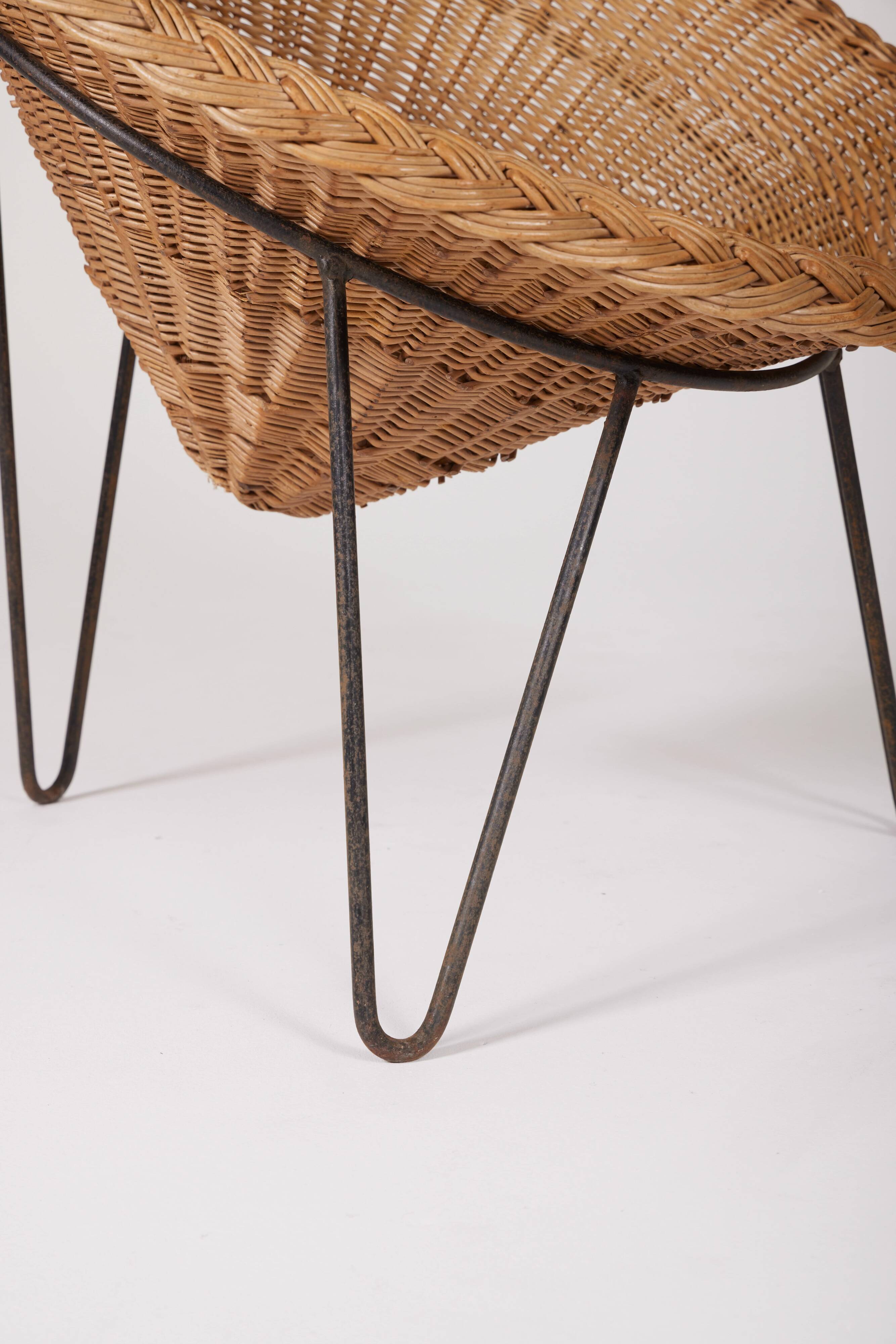 Rattan basket armchair, 1970s