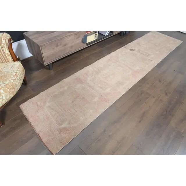 Tapis de couloir Oushak turc en laine et coton fait main, années 1970