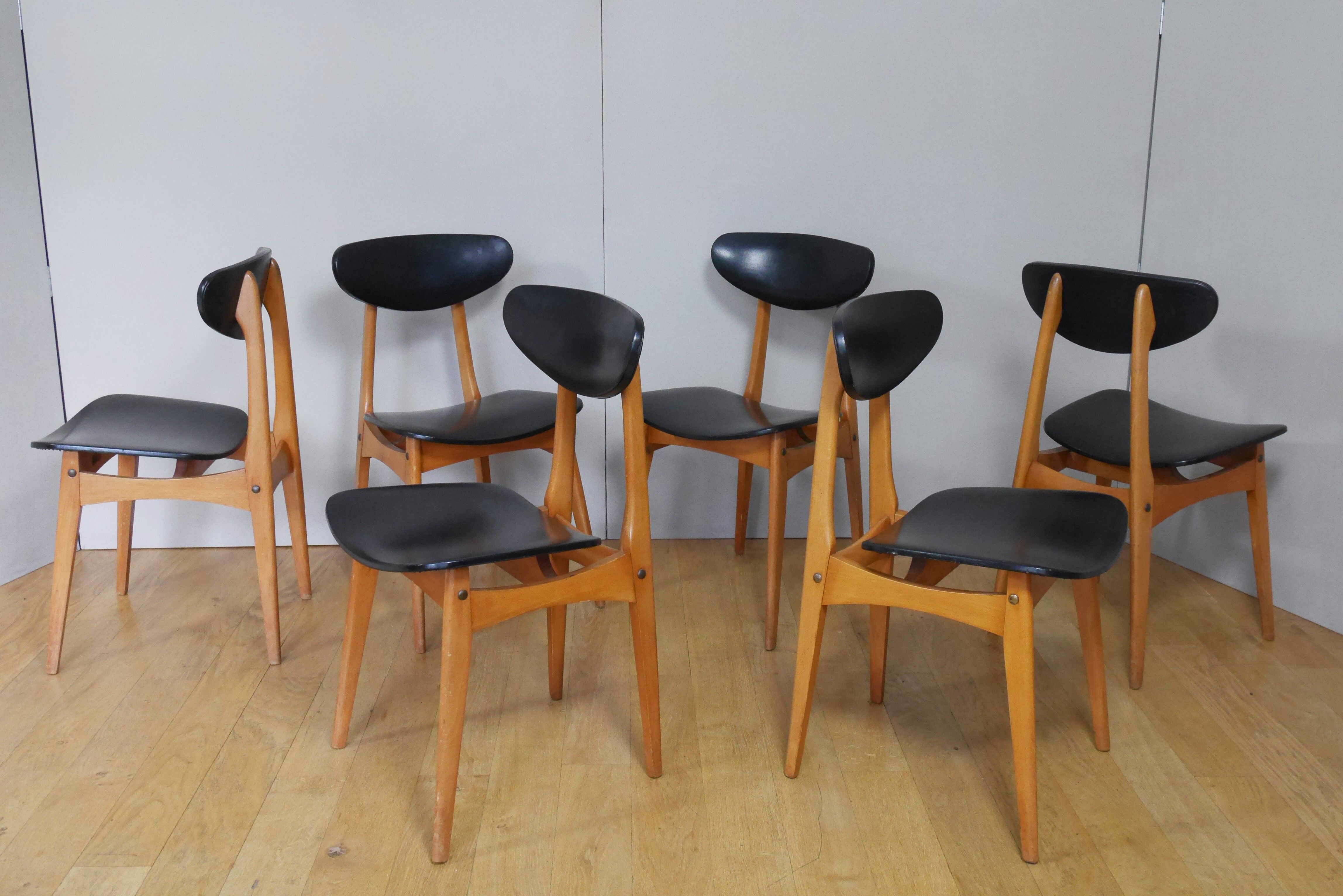 Series of 6 chairs Stella 60s model Ingrid