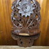 Carved wood shelf vintage birds & flowers decor
