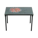 Small Ceramic Tile Table Adri Design Orange Abstract Flower 47cm