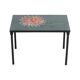 Small Ceramic Tile Table Adri Design Orange Abstract Flower 47cm