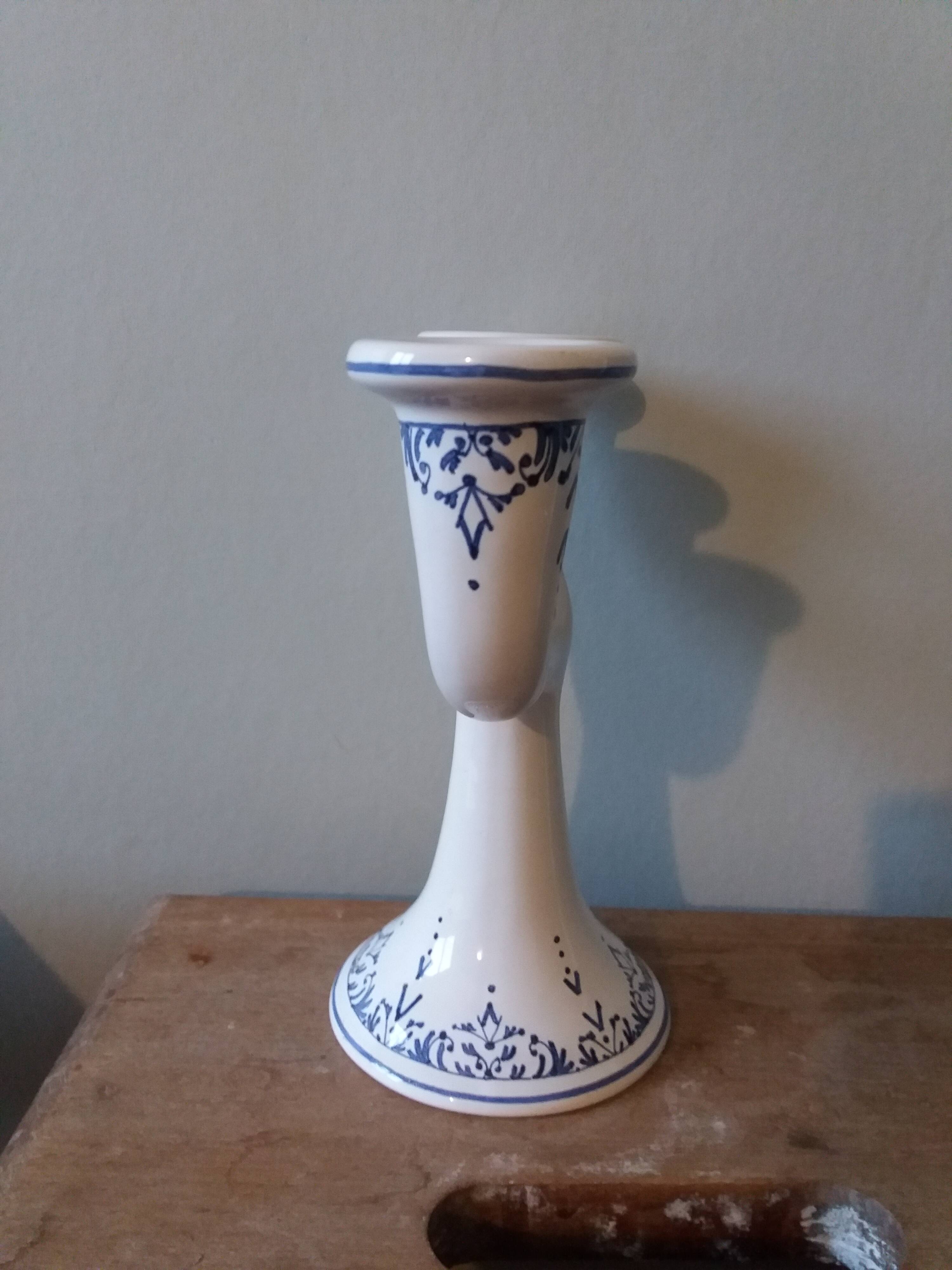 Candlestick candle holder signed Fitzpatrick Forgotten earthenware from Gascony