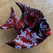 Dish fish shape glazed ceramic vintage slurry
