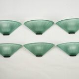 Set of six De Majo sconces in thick green murano glass. Italy 1980s