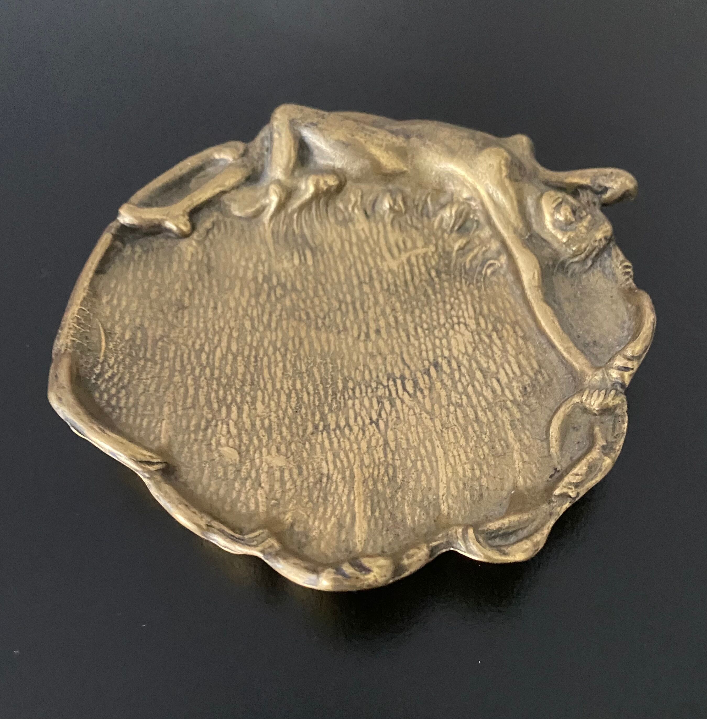 Art Nouveau brass pocket tray