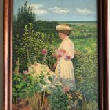 Tableau huile sur toile La dame à l'ombrelle