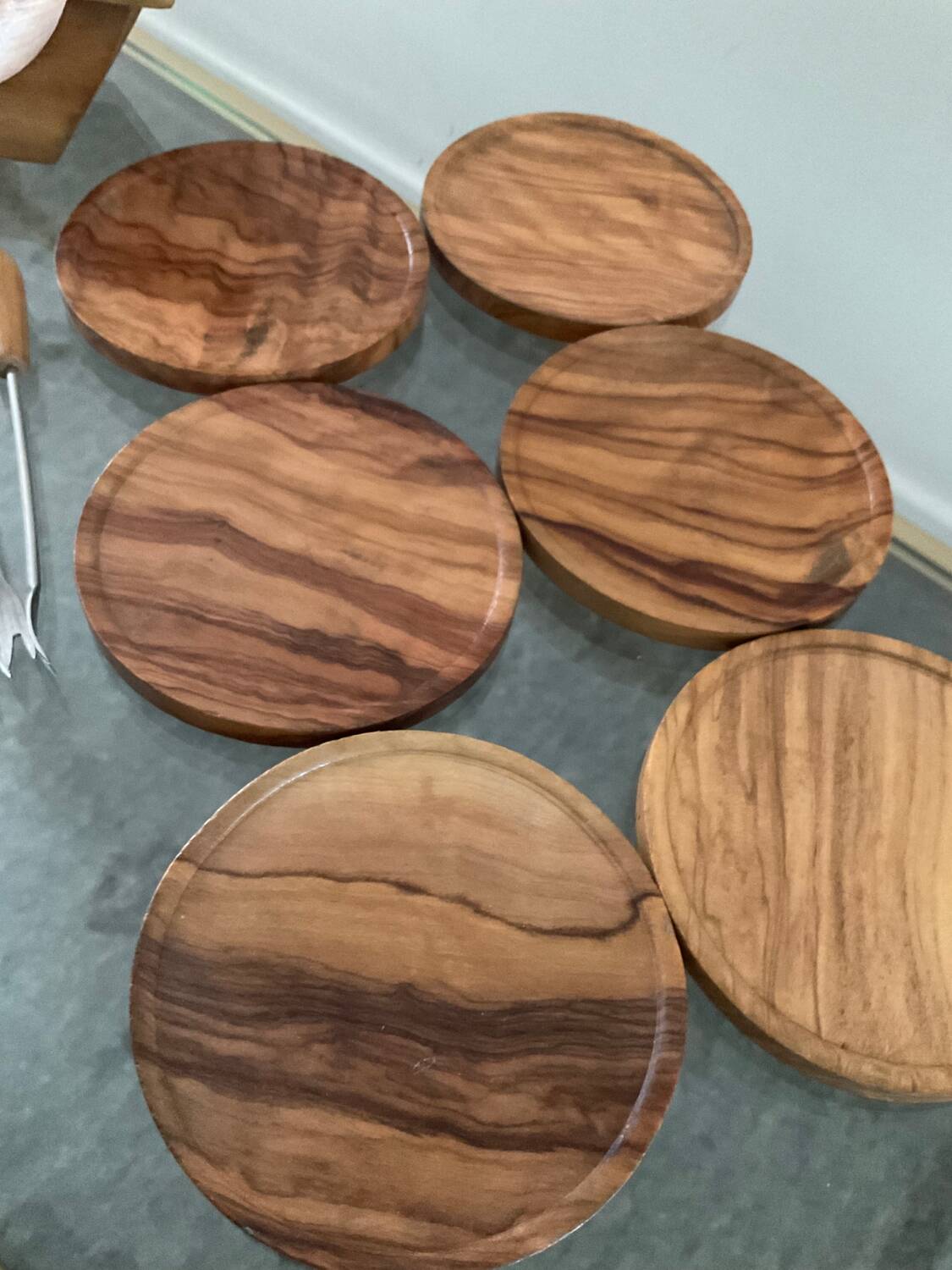 Vintage wooden coaster set